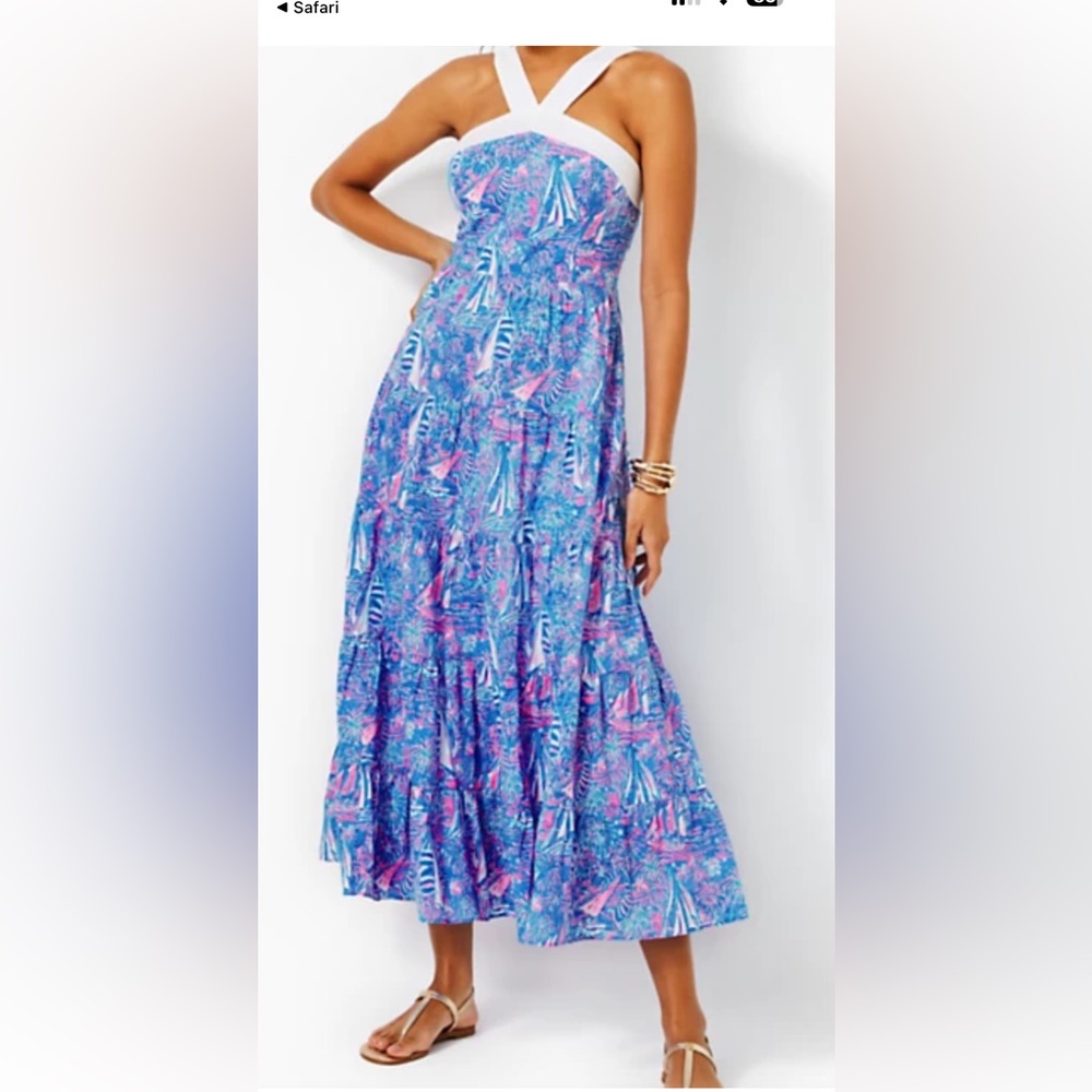 Lilly Pulitzer Blue and Pink Maxi Dress